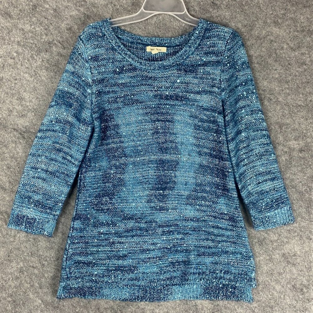 Brina & Em Sweater Large Women's Pullover Blue Knitted Polyester Blend Adults L